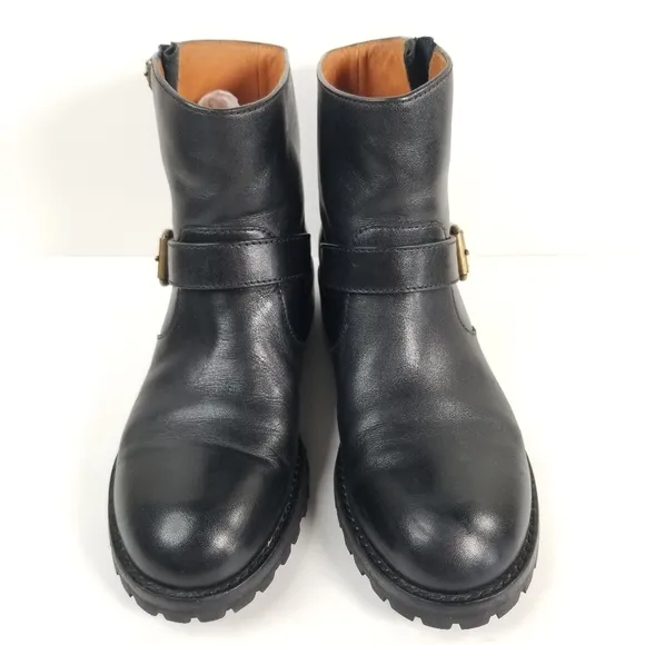 Marc By Marc Jacobs Women's Ankle Boots Black Leather Moto Biker US-7 EU-37