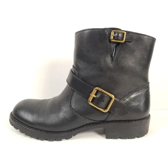 Marc By Marc Jacobs Women's Ankle Boots Black Leather Moto Biker US-7 EU-37