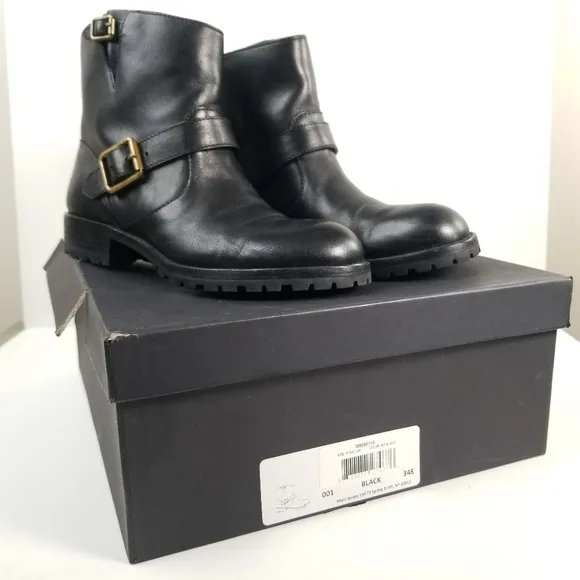 Marc By Marc Jacobs Women's Ankle Boots Black Leather Moto Biker US-7 EU-37
