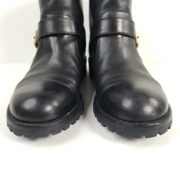 Marc By Marc Jacobs Women's Ankle Boots Black Leather Moto Biker US-7 EU-37