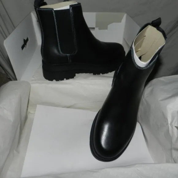 Marc Fisher Black Pietro Lug Sole Chelsea Boots Shoes NWT