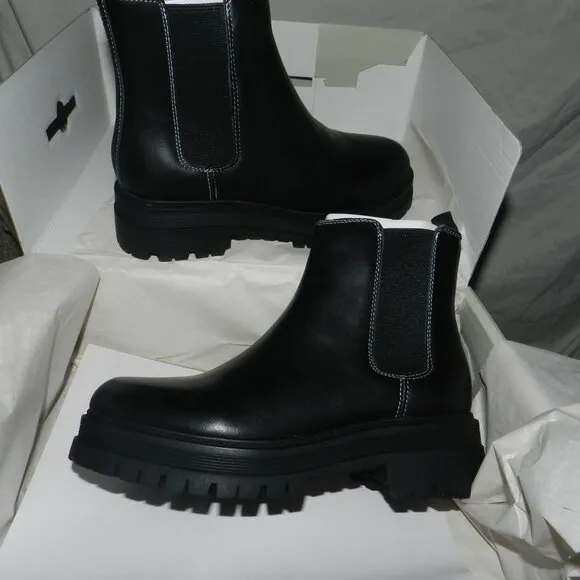 Marc Fisher Black Pietro Lug Sole Chelsea Boots Shoes NWT