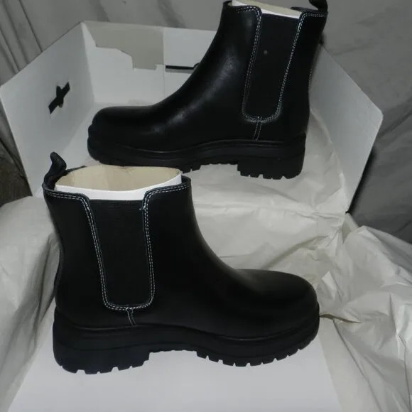 Marc Fisher Black Pietro Lug Sole Chelsea Boots Shoes NWT