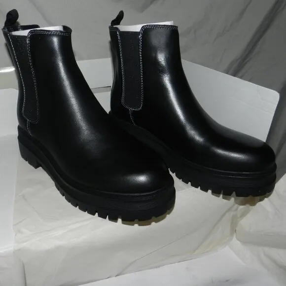 Marc Fisher Black Pietro Lug Sole Chelsea Boots Shoes NWT