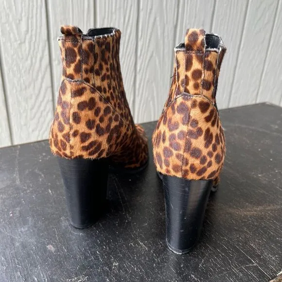 Marc Fisher LTD Calf Hair Leopard Print Heeled Ankle Boots 9M