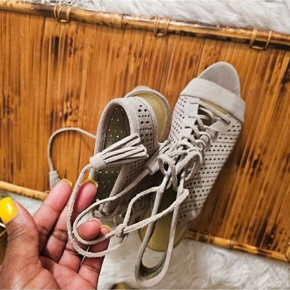 Marc Fisher Satire Lace Up Suede Leather Sandal.