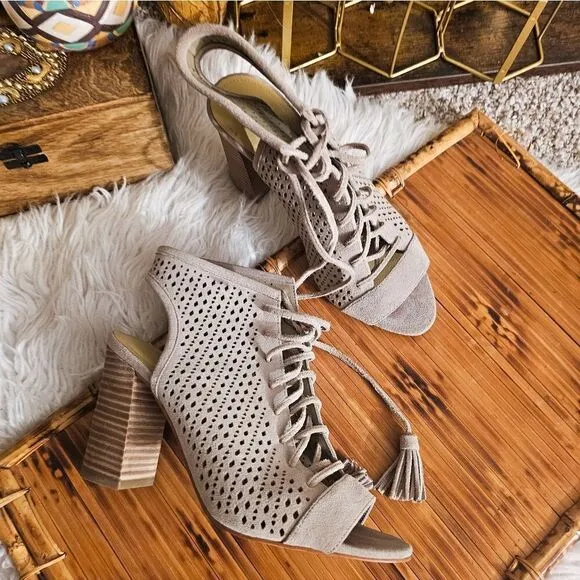 Marc Fisher Satire Lace Up Suede Leather Sandal.
