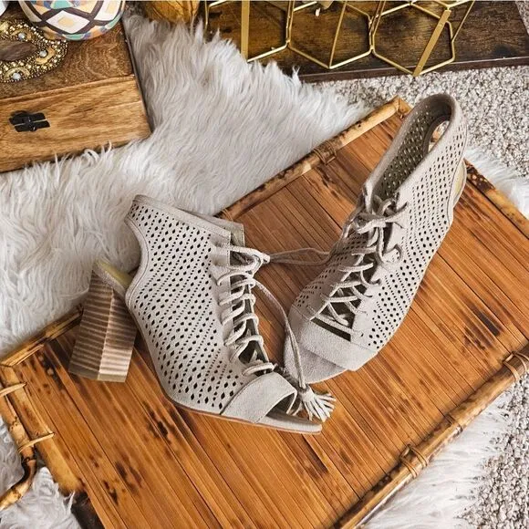 Marc Fisher Satire Lace Up Suede Leather Sandal.