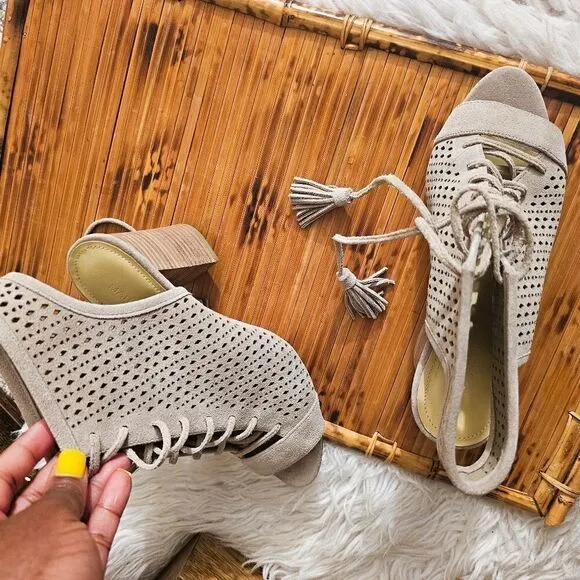 Marc Fisher Satire Lace Up Suede Leather Sandal.