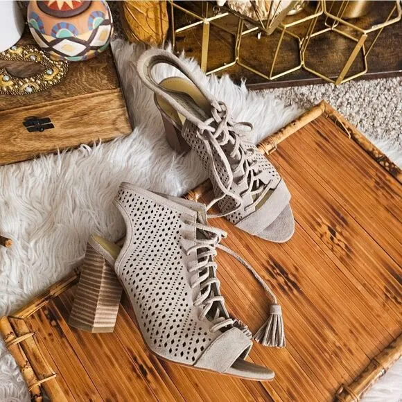 Marc Fisher Satire Lace Up Suede Leather Sandal.