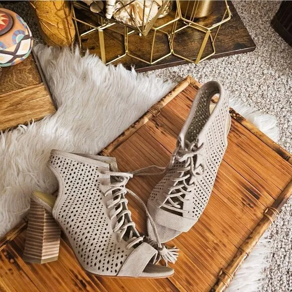 Marc Fisher Satire Lace Up Suede Leather Sandal.