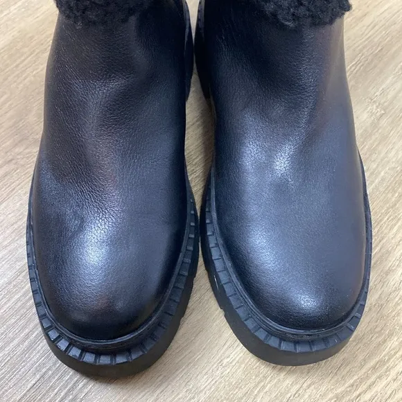 Marc Fisher Vina Black Shearling-Lined Leather Boots