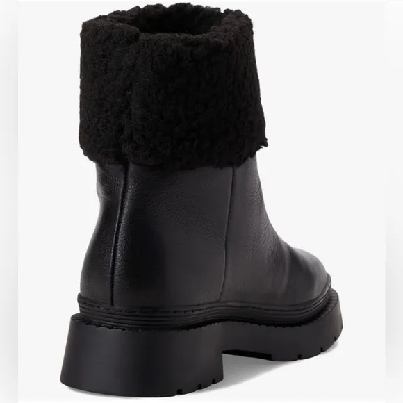 Marc Fisher Vina Black Shearling-Lined Leather Boots