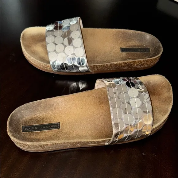 Marc Jacob’s Silver Slide Sandals