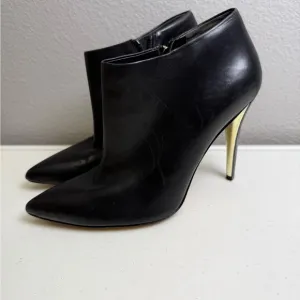 Marciano Ankle Boots Size 9 Black Leather Heels Stiletto Zipper Closure