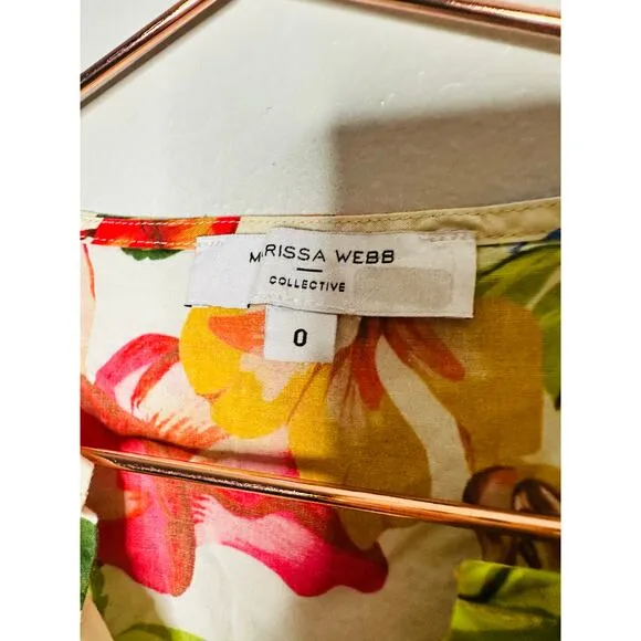 MARISSA WEBB x RTR Multicolor Floral Shift Sleeveless Tiered Mini Dress Size 0