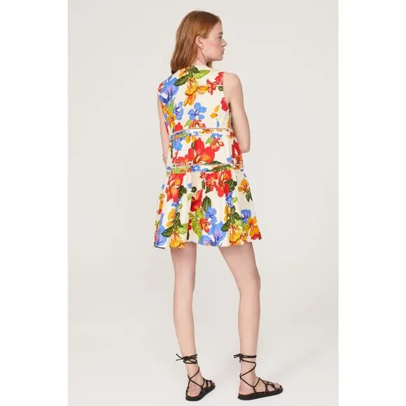 MARISSA WEBB x RTR Multicolor Floral Shift Sleeveless Tiered Mini Dress Size 0
