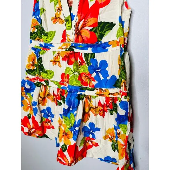 MARISSA WEBB x RTR Multicolor Floral Shift Sleeveless Tiered Mini Dress Size 0