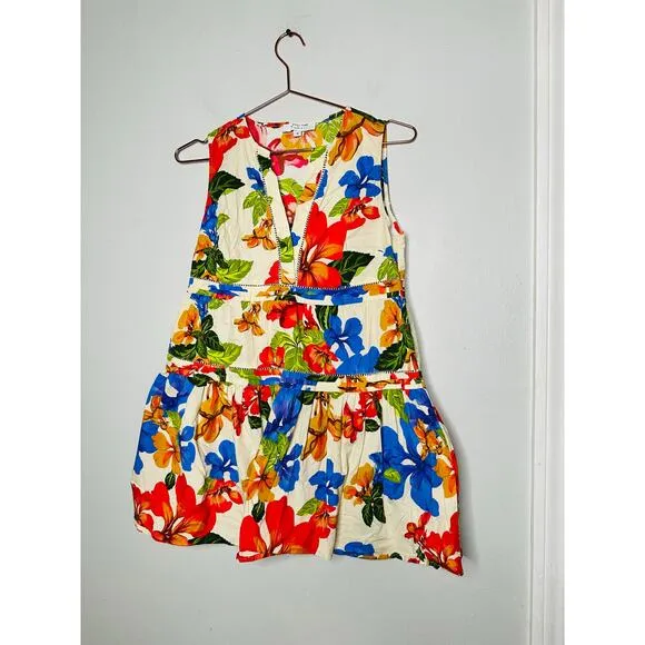 MARISSA WEBB x RTR Multicolor Floral Shift Sleeveless Tiered Mini Dress Size 0