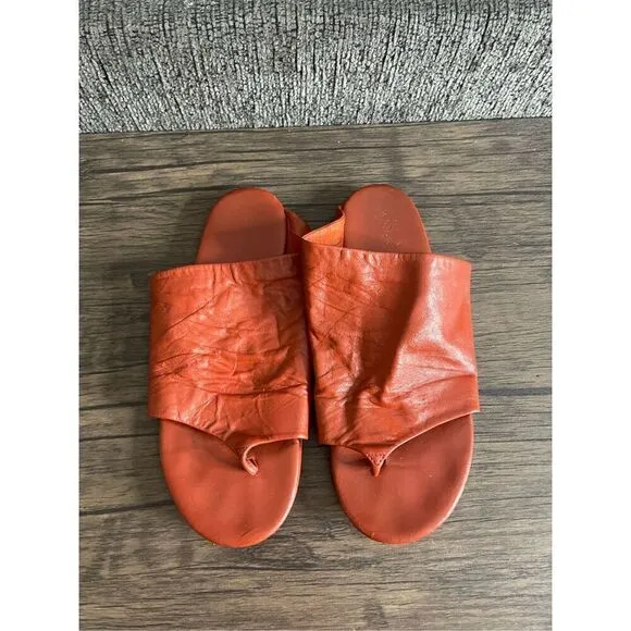 Marsell Womens Size 6.5 Arsell Leather Sandals Flip Flops Coral Orange Flats