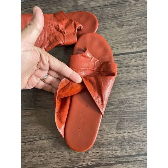 Marsell Womens Size 6.5 Arsell Leather Sandals Flip Flops Coral Orange Flats