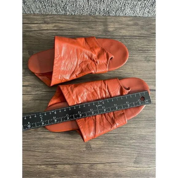 Marsell Womens Size 6.5 Arsell Leather Sandals Flip Flops Coral Orange Flats