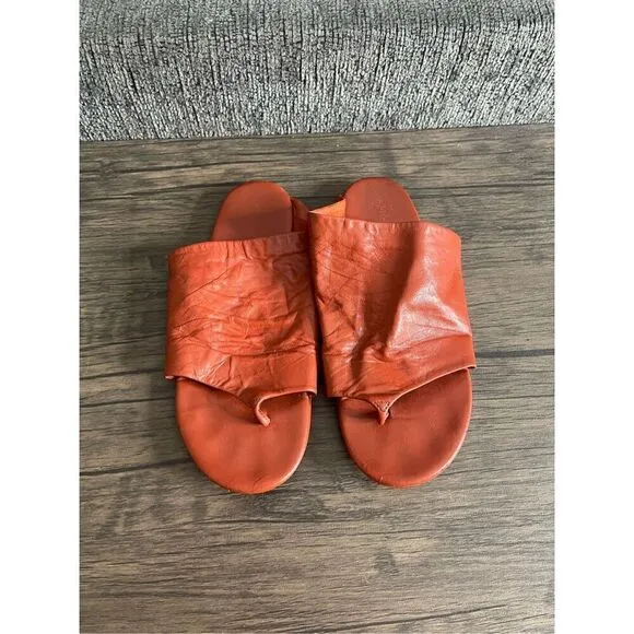 Marsell Womens Size 6.5 Arsell Leather Sandals Flip Flops Coral Orange Flats