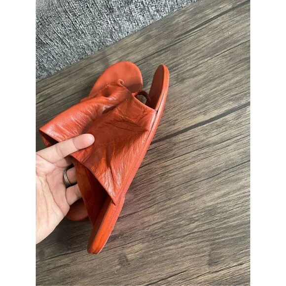 Marsell Womens Size 6.5 Arsell Leather Sandals Flip Flops Coral Orange Flats
