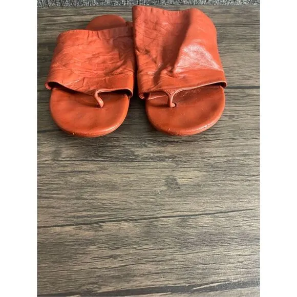 Marsell Womens Size 6.5 Arsell Leather Sandals Flip Flops Coral Orange Flats