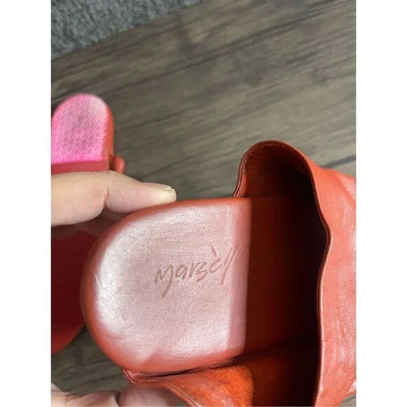 Marsell Womens Size 6.5 Arsell Leather Sandals Flip Flops Coral Orange Flats