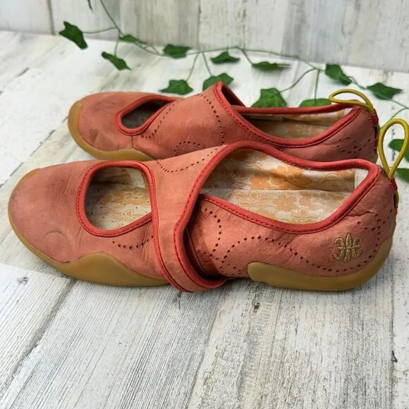 MARY JANE ROYAL ELASTIC RUST ASYMMETRICAL FLATS SHOES SIZE 7.5.