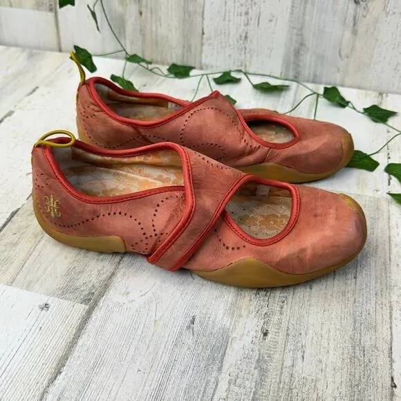 MARY JANE ROYAL ELASTIC RUST ASYMMETRICAL FLATS SHOES SIZE 7.5.