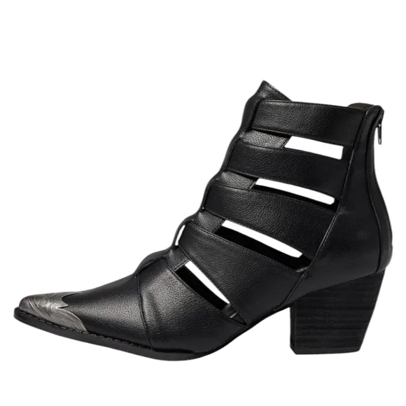 Matiesse Bianca Black Strappy Ankle Boots...size 9.5