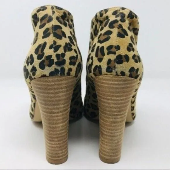 Matt Bernson Special project womans Cheetah Ankle Heeled Boot Lace up 8 BoxK