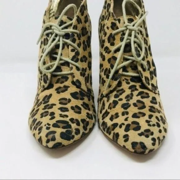 Matt Bernson Special project womans Cheetah Ankle Heeled Boot Lace up 8 BoxK