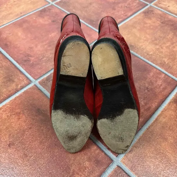 Maud Frizon Red Crocodile Pattern Pointed Toe Western Boots Size EU 36