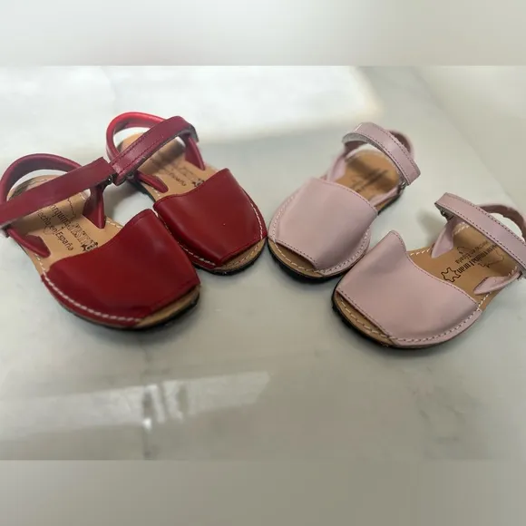 Menorquinas Stylish Kids Sandals - Red and Pink