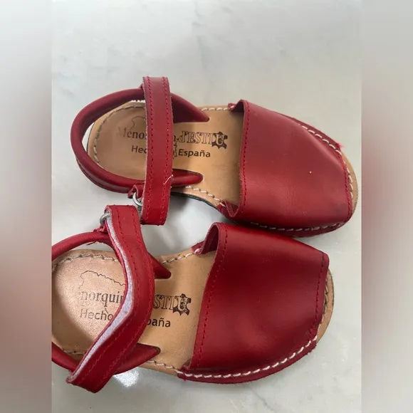 Menorquinas Stylish Kids Sandals - Red and Pink