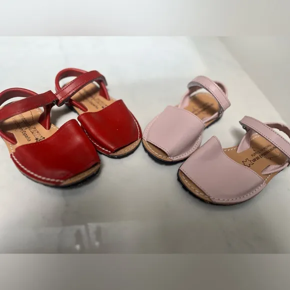 Menorquinas Stylish Kids Sandals - Red and Pink