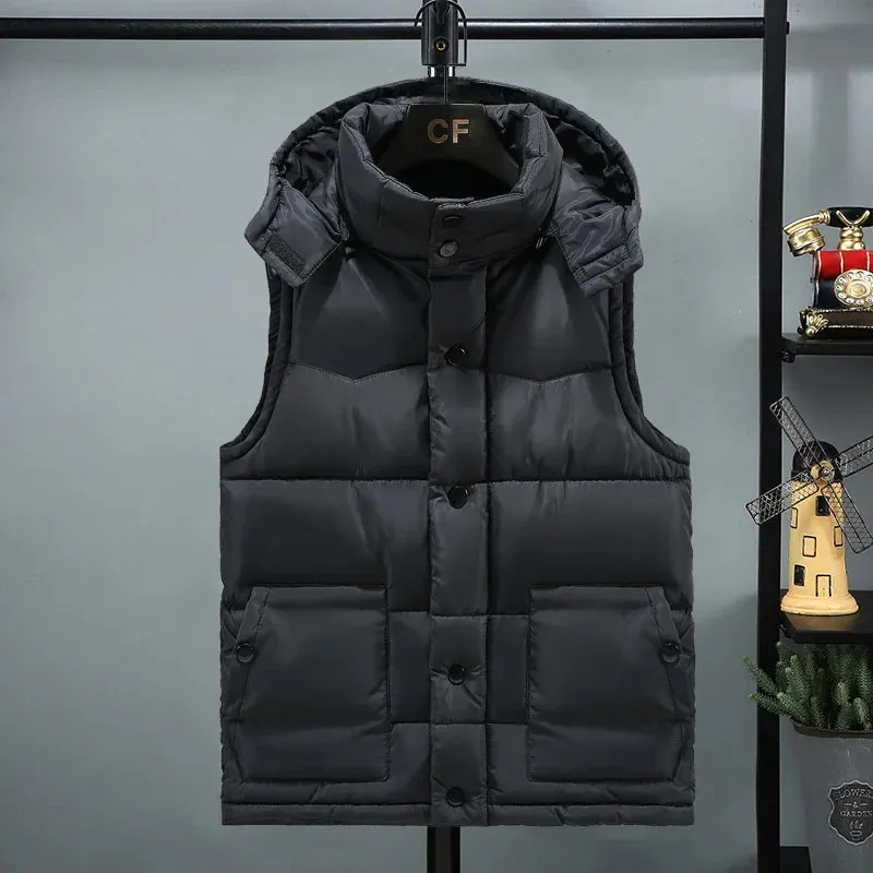 Men’s Camouflage Hooded Down Vest – Windproof & Warm Sleeveless Jacket