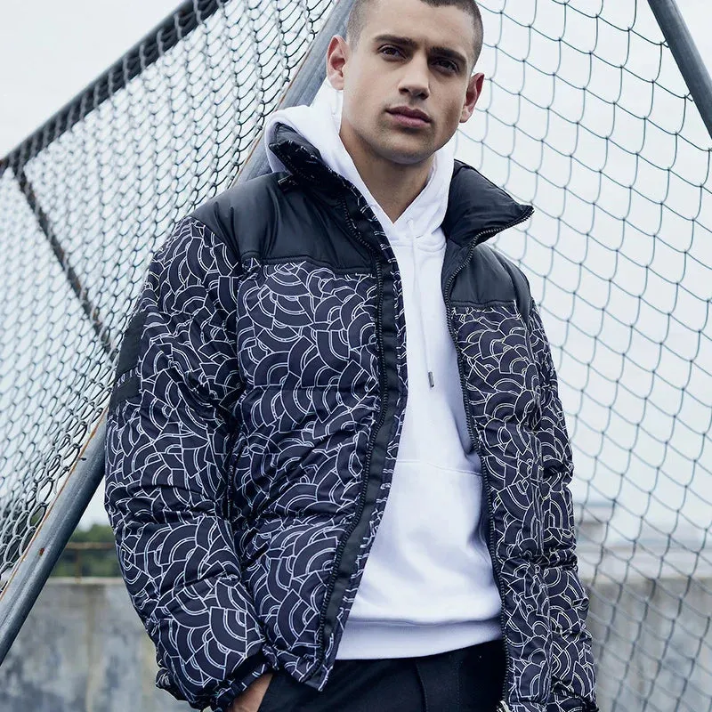 Men's Hip-Hop Graffiti Print Winter Jacket