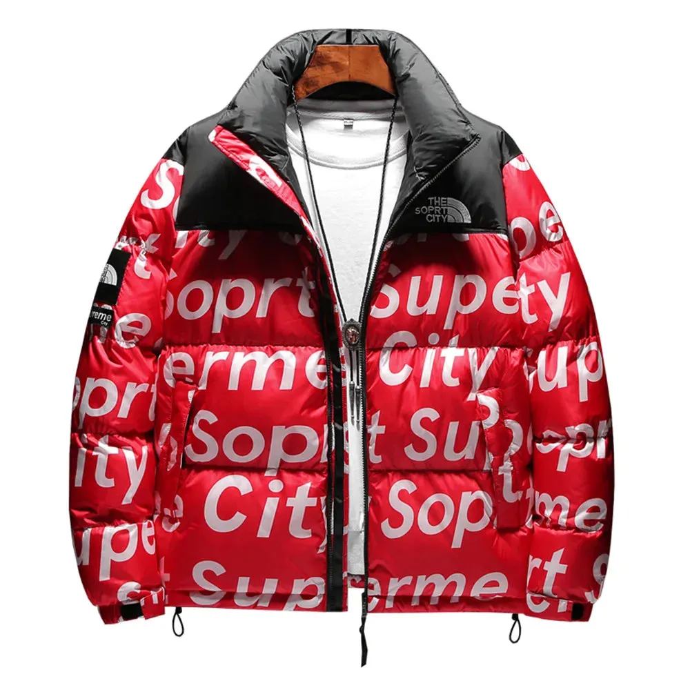 Men's Hip-Hop Graffiti Print Winter Jacket
