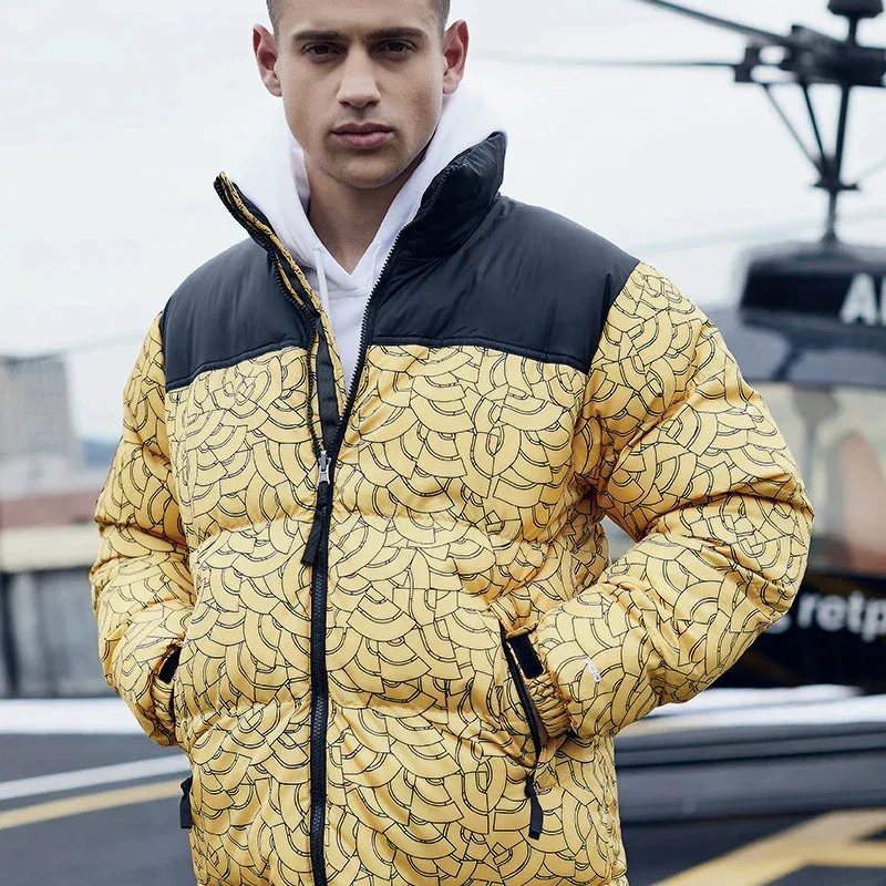 Men's Hip-Hop Graffiti Print Winter Jacket