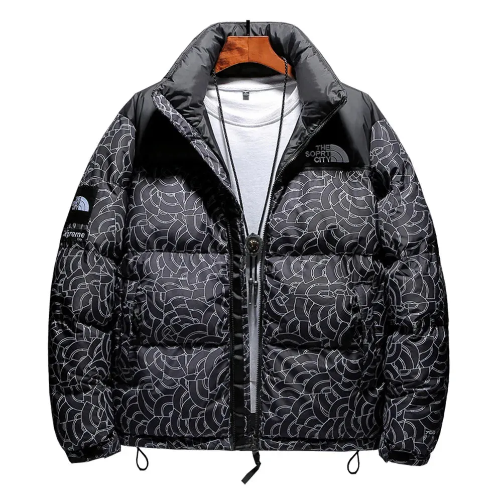 Men's Hip-Hop Graffiti Print Winter Jacket