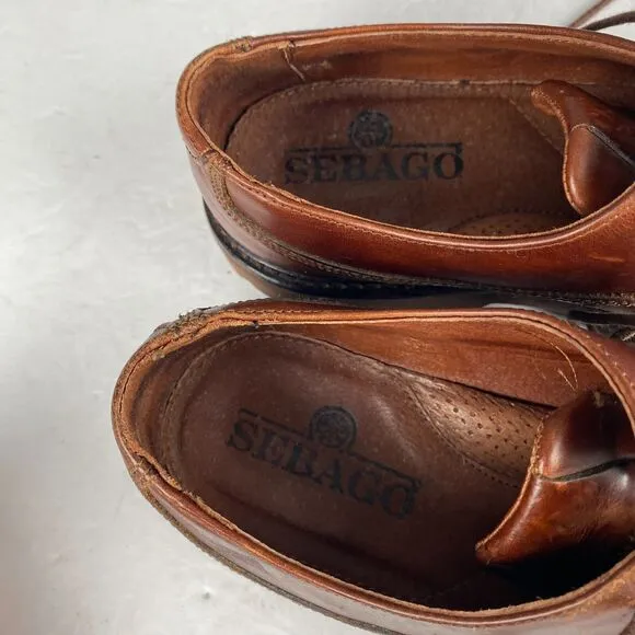 Men's Sebago Drysides Waterproof Lace up Brown Leather Oxford Shoes Size 8M