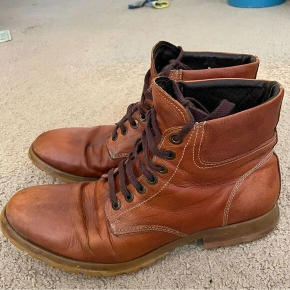 Men’s Tan/ Brown Italian Leather Boots Size 44 EU/ 10 USA