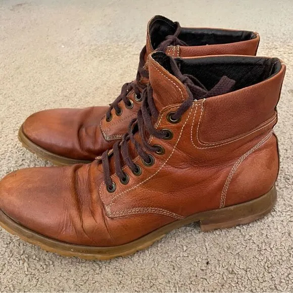 Men’s Tan/ Brown Italian Leather Boots Size 44 EU/ 10 USA