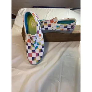 Mens Vans Light Rainbow‎ Checkered Slip-On Shoes-Size 10 -Excellent Condition