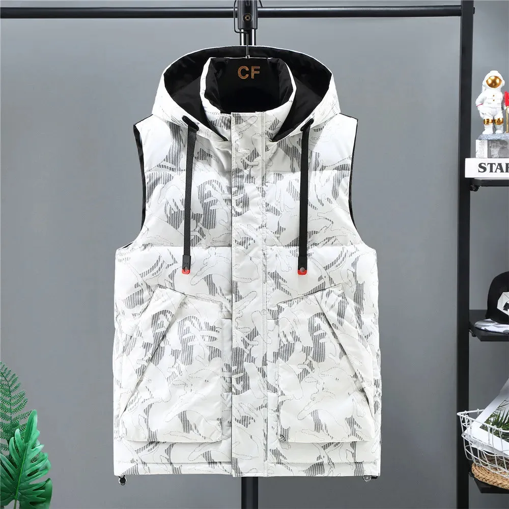 Men's Winter Camouflage Vest – Warm Hooded Sleeveless Jacket