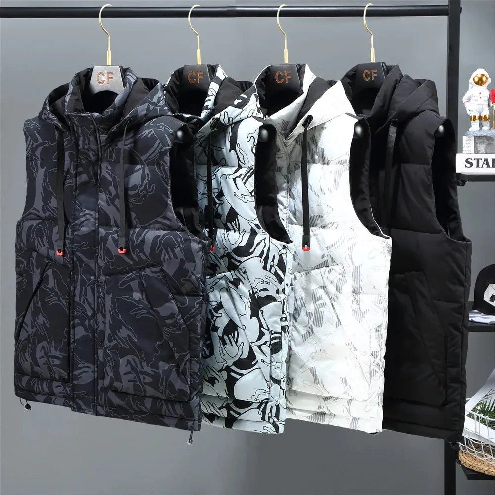 Men's Winter Camouflage Vest – Warm Hooded Sleeveless Jacket